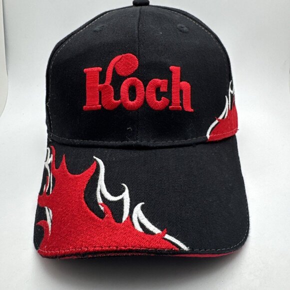 KOCH Trucking hat Cap  black red adjustable With Flames GR54 - Picture 2 of 5